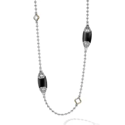 Best Sale Six Station Onyx Necklace Two-Tone