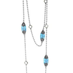 Cheap Six Station Swiss Blue Topaz Necklace Two-Tone