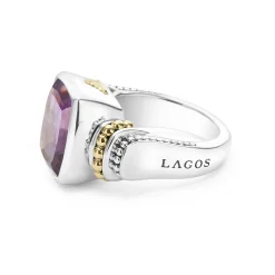 Store Small Amethyst Statement Ring Two-Tone