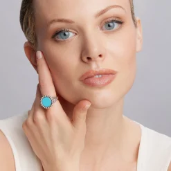 Sale Small Caviar Circle Ceramic Ring Statement Rings