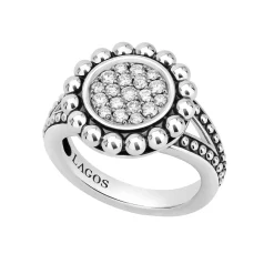 Flash Sale Small Caviar Circle Diamond Ring Silver