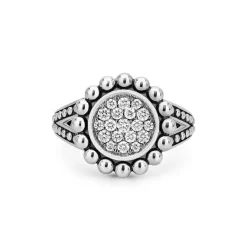 Flash Sale Small Caviar Circle Diamond Ring Silver