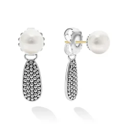 New Small Caviar Drop Earring Backs Silver
