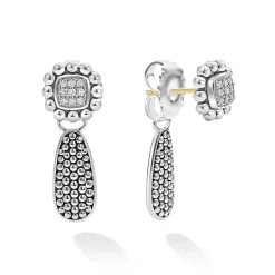 New Small Caviar Drop Earring Backs Silver