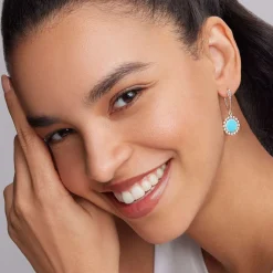 Fashion Small Ceramic Circle Drop Earrings Gemstones