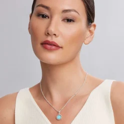 Discount Small Ceramic Circle Pendant Necklace Silver