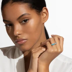 Sale Small Ceramic Diamond Stacking Ring Silver