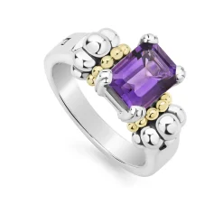 New Small Emerald-Cut Amethyst Ring Gemstones