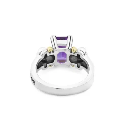 Discount Small Emerald-Cut Amethyst Ring Two-Tone