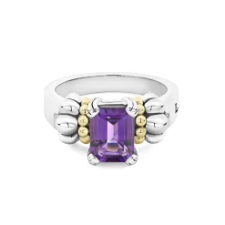 Discount Small Emerald-Cut Amethyst Ring Two-Tone