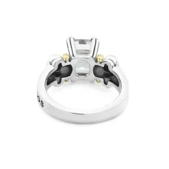 Sale Small Emerald-Cut White Topaz Ring Two-Tone