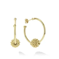 Cheap Small 18K Gold Caviar Ball Hoop Earrings Gold
