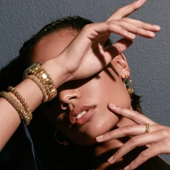 Cheap Small 18K Gold Caviar Ball Hoop Earrings Gold