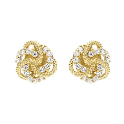 Sale Small 18K Gold Love Knot Diamond Earrings Diamonds