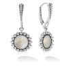 Sale Small Mother Of Pearl Circle Drop Earrings Silver