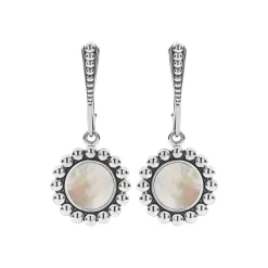 Cheap Small Mother Of Pearl Circle Drop Earrings Pearl