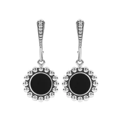 Discount Small Onyx Circle Drop Earrings Gemstones