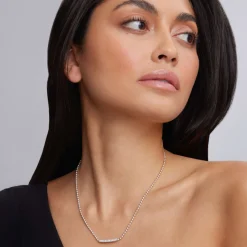 Outlet Small Station Diamond Beaded Necklace Silver