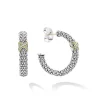 Online Small X Diamond Caviar Hoop Earrings Silver