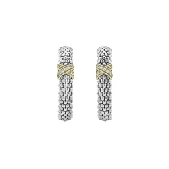 Online Small X Diamond Caviar Hoop Earrings Silver