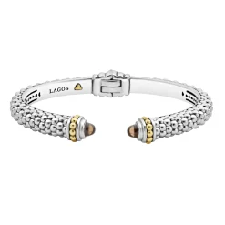 Cheap Smokey Quartz Gemstone Cuff Bracelet Two-Tone