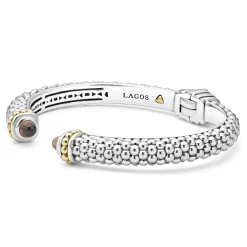 Cheap Smokey Quartz Gemstone Cuff Bracelet Two-Tone