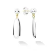 Outlet Smooth Silver Drop Earrings Two-Tone