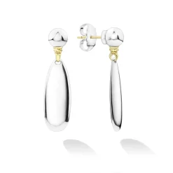 Outlet Smooth Silver Drop Earrings Two-Tone