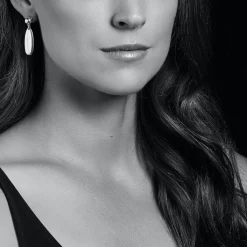 Outlet Smooth Silver Drop Earrings Two-Tone