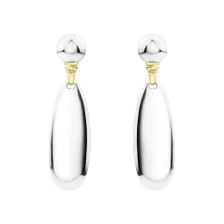 Outlet Smooth Silver Drop Earrings Two-Tone