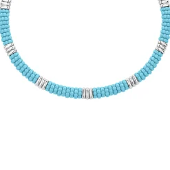 Cheap Smooth Silver Station Ceramic Beaded Necklace Silver