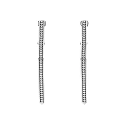 Fashion Square Caviar Hoop Earrings Silver