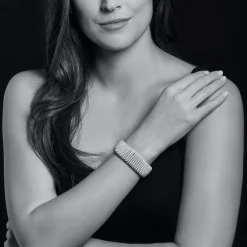 Clearance Statement Ceramic Caviar Bracelet | 23Mm Silver