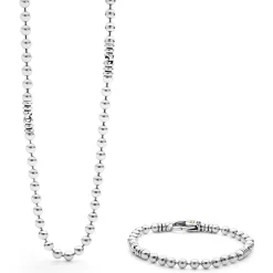 Cheap Sterling Silver Caviar Beaded Gift Set Necklaces & Chains