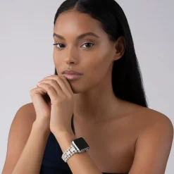 Cheap Sterling Silver Full Diamond Watch Bracelet-38-45Mm Silver