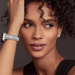 Cheap Sterling Silver Full Diamond Watch Bracelet-38-45Mm Silver