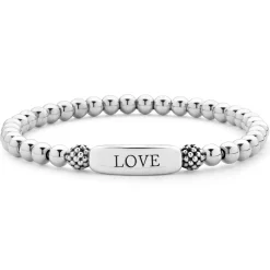 Shop Stretch Bead Love Bracelet Silver