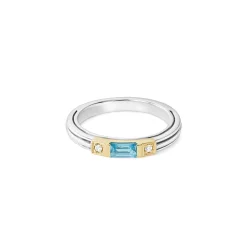 New Swiss Blue Topaz And Diamond Stacking Ring Diamonds