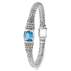 Hot Swiss Blue Topaz Caviar Bracelet | 6Mm Two-Tone
