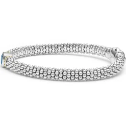 New Swiss Blue Topaz Caviar Bracelet | 6Mm Two-Tone