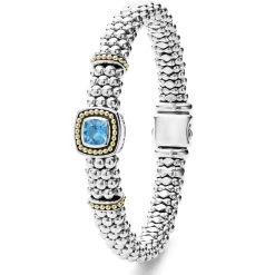 Outlet Swiss Blue Topaz Caviar Bracelet | 9Mm Gemstones