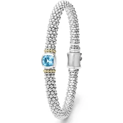 Best Swiss Blue Topaz Caviar Bracelet | 6Mm Gemstones