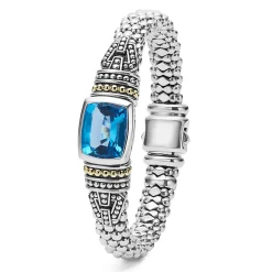 Discount Swiss Blue Topaz Caviar Bracelet | 9Mm Two-Tone