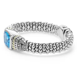 Discount Swiss Blue Topaz Caviar Bracelet | 9Mm Two-Tone