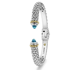 Clearance Swiss Blue Topaz Cuff Bracelet | 8Mm Two-Tone