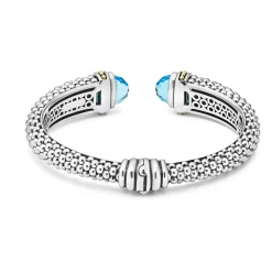 Best Swiss Blue Topaz Cuff Bracelet | 12Mm Two-Tone