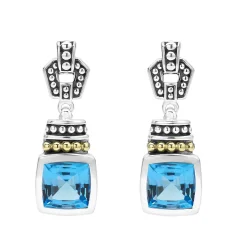 Clearance Swiss Blue Topaz Drop Earrings Gemstones