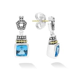 Best Swiss Blue Topaz Drop Earrings Caviar Earrings
