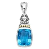 Cheap Swiss Blue Topaz Pendant Two-Tone
