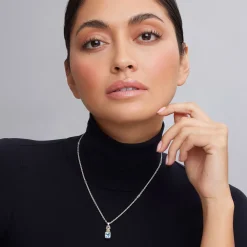 Outlet Swiss Blue Topaz Pendant Necklace Two-Tone